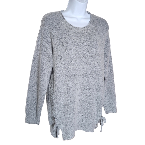Dreamers Modcloth Gray Lace Up Braided Sweater Soft Size Small Women's - Picture 1 of 8